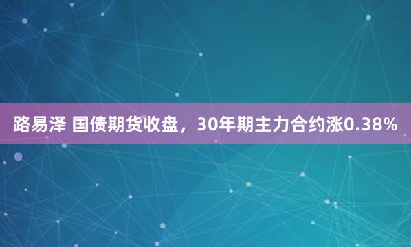 路易泽 国债期货收盘，30年期主力合约涨0.38%