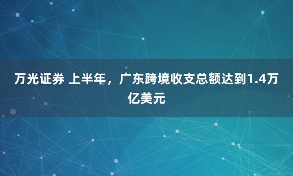 万光证券 上半年，广东跨境收支总额达到1.4万亿美元