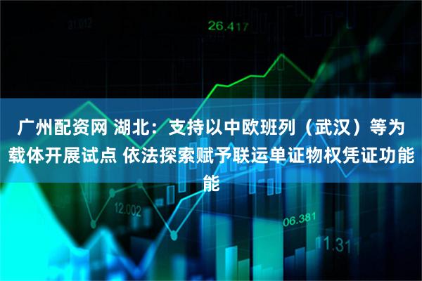 广州配资网 湖北：支持以中欧班列（武汉）等为载体开展试点 依法探索赋予联运单证物权凭证功能